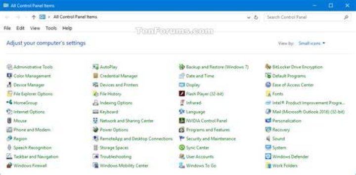 control panel shortcut